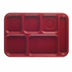 Thumbnail image #1 for Cambro Budget 6-Compartment Rectangular Full Portion School Tray, 10 x 14-1/2 Inches, Cranberry