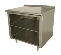 Advance Tabco Stainless Steel Work Table with Open Front Cabinet Base and Mid-Shelf, 144 x 36 Inches