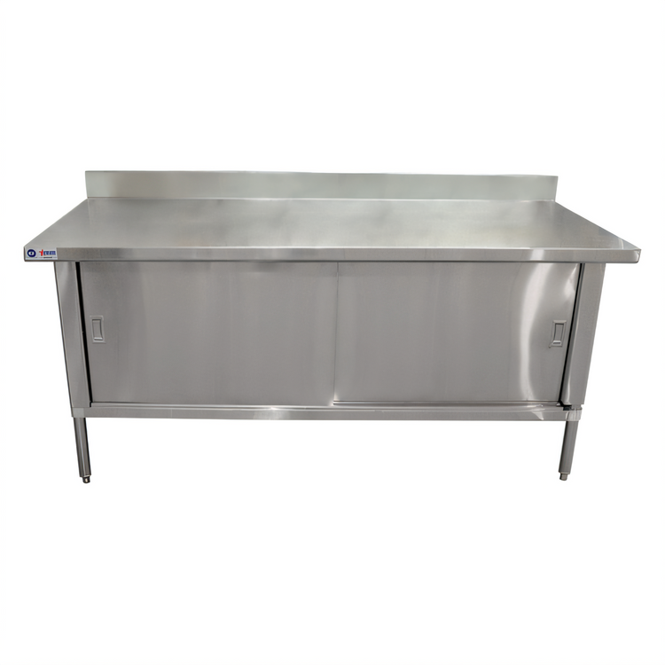 Product image #1 for Omcan 60-Inch Stainless Steel Enclosed Work Table with Cabinet Base and Sliding Doors
