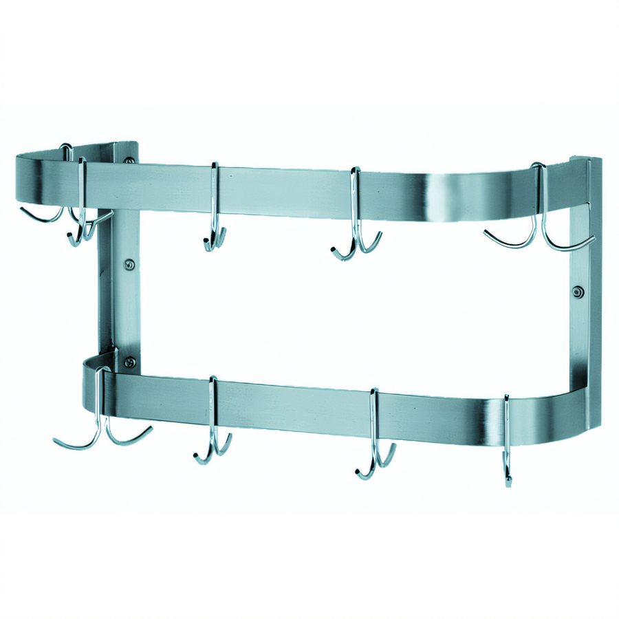 Product image #1 for Advance Tabco Special Value Series 48-Inch Wall-Mounted Double-Bar Stainless Steel Pot Rack with 12 Hooks