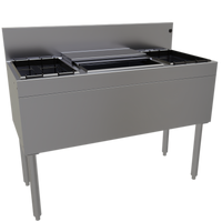 Glastender CBA-42 Stainless Steel Underbar Combo Ice Bin and Cocktail Unit with Dual Bottle Wells, 42 Inch, 50 lb. Ice Capacity
