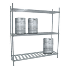 Thumbnail image #1 for Advance Tabco Special Value Series KR-80-X Aluminum Keg Rack, 8-Keg Capacity, 3 Shelves, 80 x 20 x 76 Inches