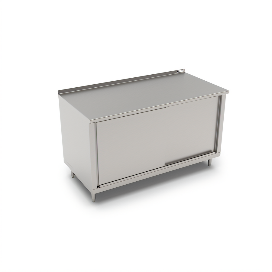 Product image #1 for John Boos 72" x 36" Stainless Steel Enclosed Work Table with Sliding Doors and 1-1/2" Rear Up-Turn