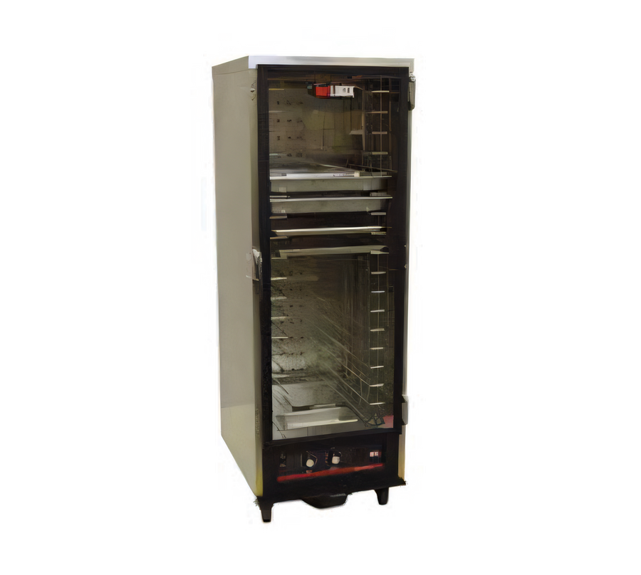 Product image #1 for hotLOGIX HL2-8 Half-Height Humidified Heated Holding Cabinet / Heater-Proofer, Non-Insulated Aluminum, Glass Door, 16-Pan Capacity