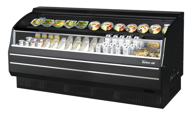 Product image #1 for Turbo Air Low-Profile Horizontal Open Display Merchandiser, 75-3/4 Inch, 14.8 Cu. Ft., Self-Contained Refrigeration, Black