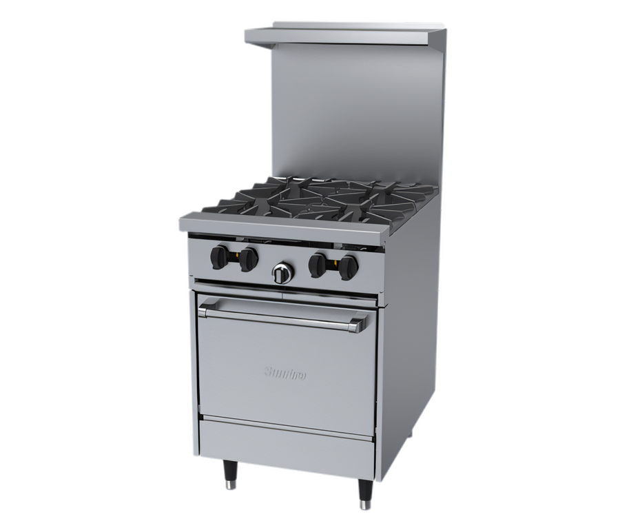 Product image #1 for SunFire X24-4L 24-Inch Gas Restaurant Range with 4 Open Burners and Space-Saver Oven