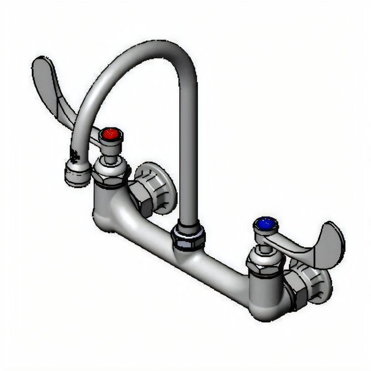 Product image #1 for T&S Brass Wall-Mount Double Pantry Faucet with 8-Inch Adjustable Centers and 5-3/4-Inch Gooseneck Spout