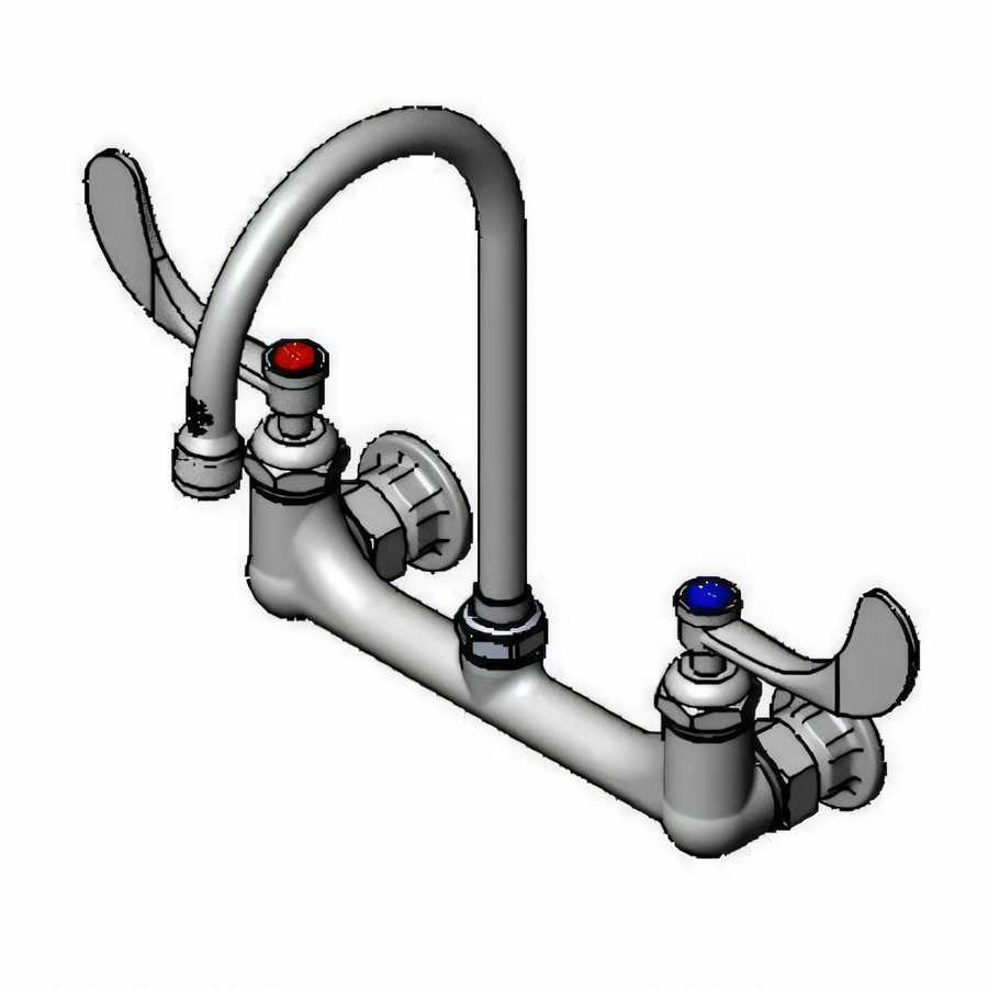 Product image #1 for T&S Brass Wall-Mount Double Pantry Faucet with 8-Inch Adjustable Centers and 5-3/4-Inch Gooseneck Spout