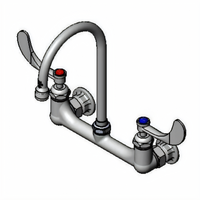 T&S Brass Wall-Mount Double Pantry Faucet with 8-Inch Adjustable Centers and 5-3/4-Inch Gooseneck Spout