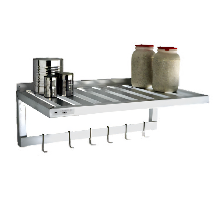 Product image #1 for Commercial T-Bar Wall-Mounted Aluminum Pot Rack Shelf, 60 Inch W x 20 Inch D