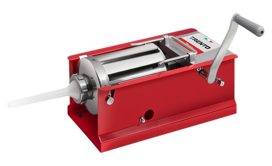 Product image #1 for Trento Manual Horizontal Sausage Stuffer with Stainless Steel Cylinder, 3 kg Capacity, Red