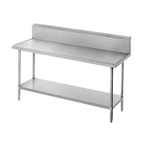 Thumbnail image #1 for Advance Tabco 132-Inch x 36-Inch 14-Gauge 304 Stainless Steel Work Table with 10-Inch Backsplash and Undershelf