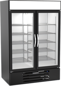 Beverage-Air MarketMax 2-Section Glass Door Reach-In Refrigerator Merchandiser, Black, Bottom-Mount, 46.15 Cu. Ft.