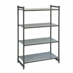 Thumbnail image #1 for Cambro Camshelving® Basics Plus CBU216064S4580 4-Tier Solid Stationary Polymer Shelving Starter Unit, 21 x 60 x 64 Inches, Brushed Graphite