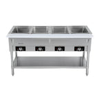 Thumbnail image #1 for Serv-Ware EST4-1 4-Well Open-Well Electric Steam Table with Stainless Steel Construction and Open Shelf Base