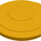 Thumbnail image #1 for CFS Brands Bronco 84104504 44-Gallon Round Plastic Trash Can Lid, Yellow, Flat Case of 3