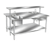 Advance Tabco GLG-4810 120-Inch x 48-Inch 304 Stainless Steel Flat Top Work Table with Galvanized Undershelf
