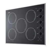 Summit Commercial 27-Inch Five-Burner Electric Radiant Cooktop with Black Ceramic Glass Surface