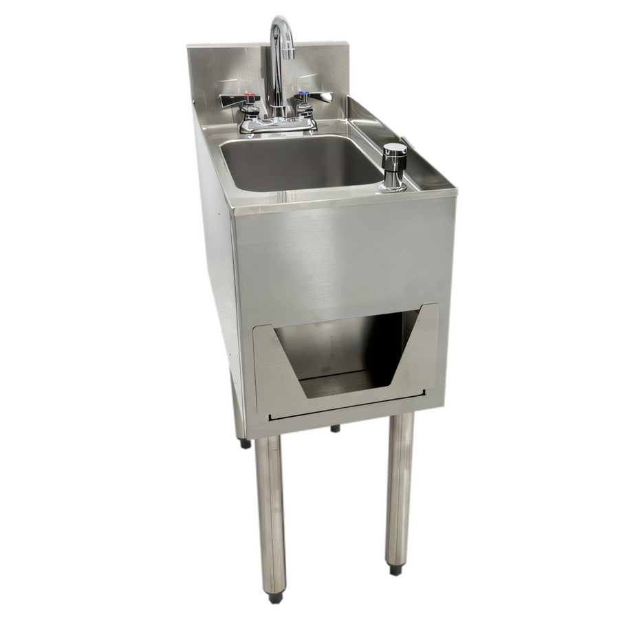 Product image #1 for CHOICE Deluxe Freestanding Underbar Hand Sink Unit, 12 Inch Wide, with Faucet, Soap & Paper Towel Dispensers