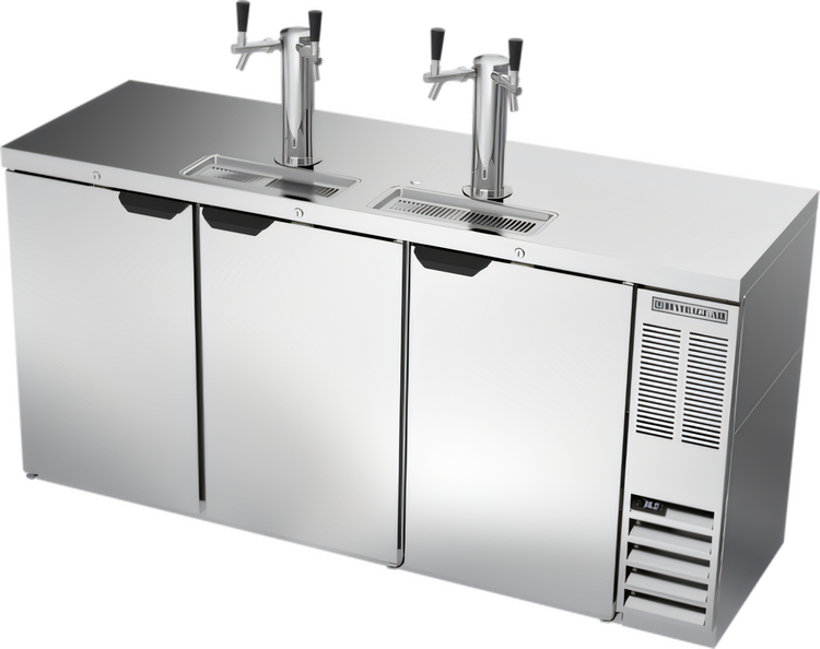 Product image #1 for Beverage-Air 72-Inch Direct Draw Beer Dispenser with 3 Doors, 3-Keg Capacity, and Dual Faucet Towers