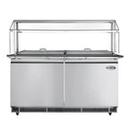 Thumbnail image #1 for Koolmore KM-RBT-60CSFG 60-Inch 2-Door Commercial Refrigerated Prep Table with Sneeze Guard, Buffet Slide, Digital Controls, and 12-Pan Capacity