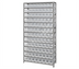 Thumbnail image #1 for Quantum Heavy-Duty Stationary Wire Shelving Unit with 13 Shelves and 96 Clear Bins, 36 x 18 x 75 Inches