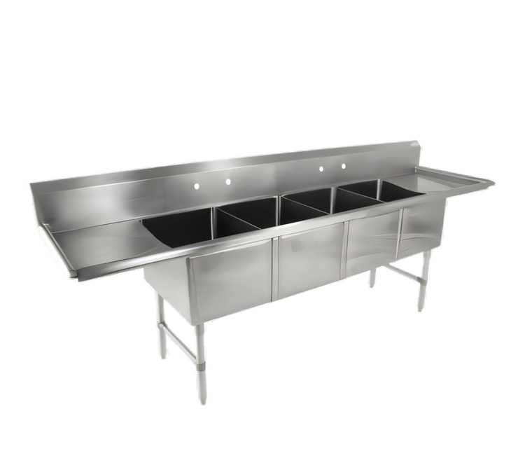 Product image #1 for John Boos B Series 4-Compartment Stainless Steel Sink with Dual Drainboards, 111-1/4 Inch Wide