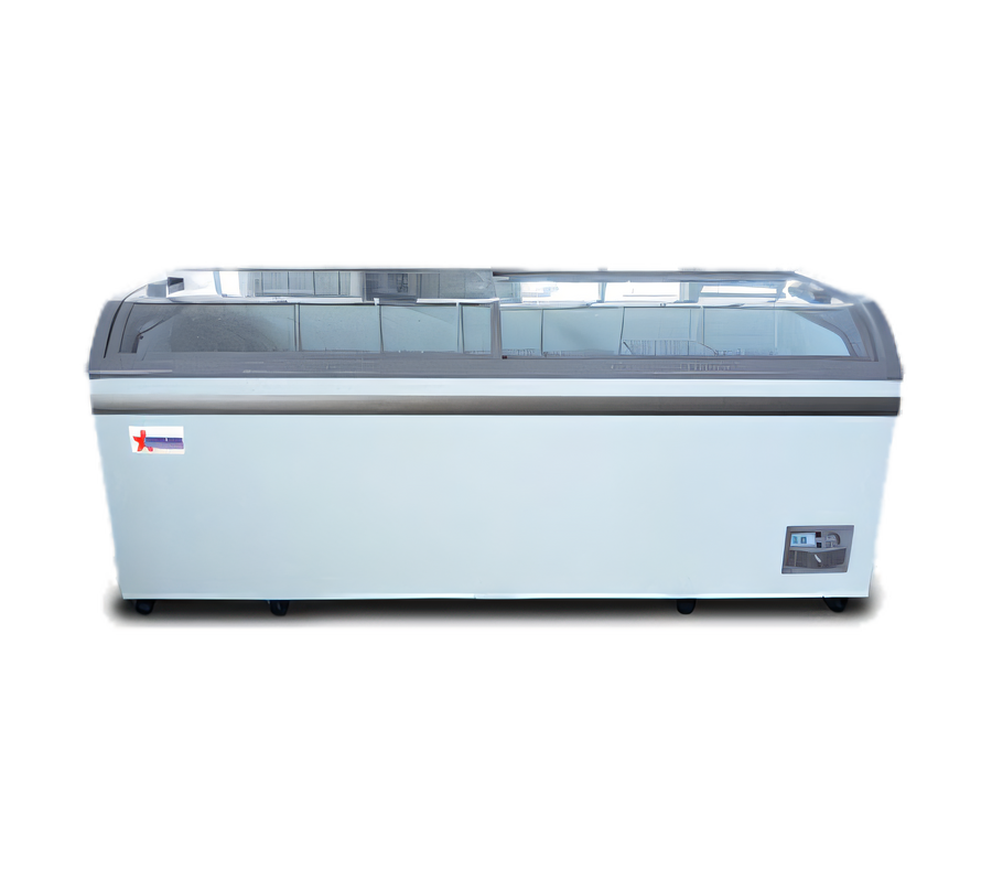 Product image #1 for Omcan USA Freestanding Ice Cream Freezer with 2 Curved Glass Sliding Doors, 24.72 Cu. Ft.
