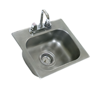 Eagle Group Self-Rimming Drop-In Sink with Faucet and Basket Drain, 1-Compartment, 14 x 10 x 5 Inch Bowl