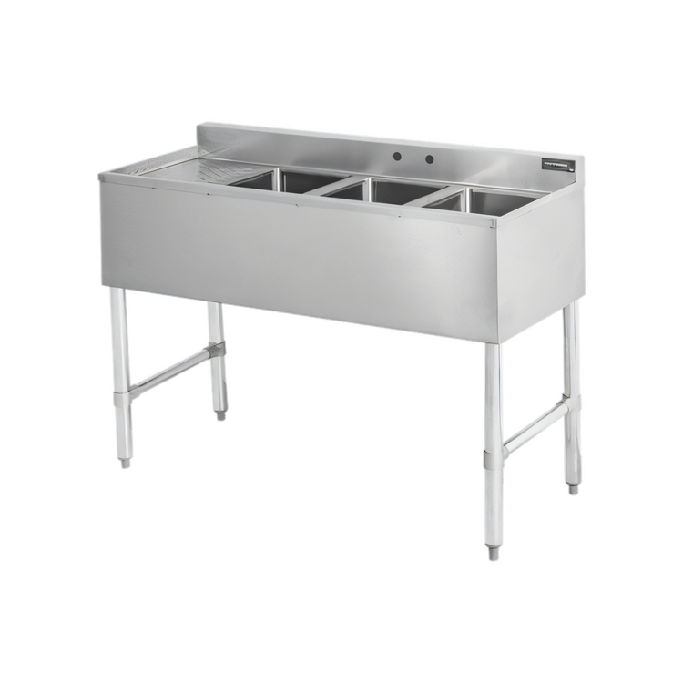 Product image #1 for Sapphire Manufacturing Three-Compartment Underbar Sink with Right Drainboard, 48-Inch, 304 Stainless Steel