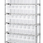 Thumbnail image #1 for Quantum WR8-805CL Stationary Chrome Bin Wire Shelving System, 36"W x 24"D x 74"H, 8 Shelves, 49 Clear Bins