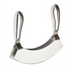 Thumbnail image #1 for Winco 6-9/10 Inch Double-Blade Mezzaluna Knife with Handle, 18/8 Stainless Steel