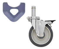 MetroMax 5-Inch Stainless Steel Stem Brake Caster with Flat Polyurethane Tread, 300 lb Capacity