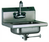 Thumbnail image #1 for Wall-Mounted 304 Stainless Steel Hand Sink with Splash-Mounted Gooseneck Faucet and Overflow Drain
