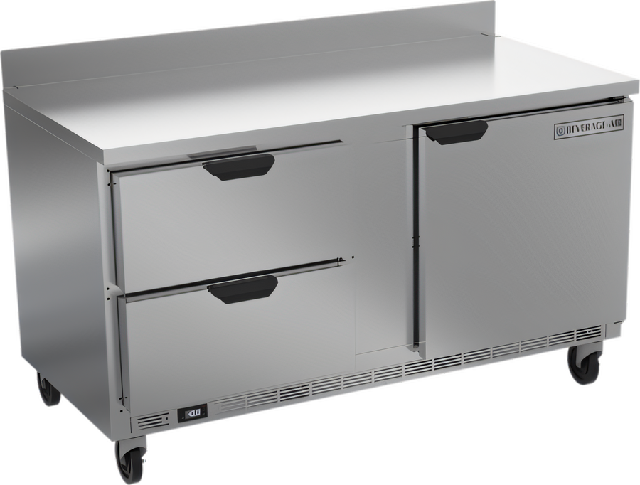 Product image #1 for Beverage-Air 60-Inch Two-Section Worktop Freezer with Drawers and Solid Door, Self-Contained R290, 14.39 Cu. Ft.