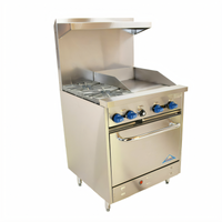 Comstock-Castle 30-Inch Commercial Gas Range with 2 Open Burners, 18-Inch Griddle, and Standard Oven