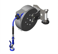 T&S Brass Enclosed Epoxy-Coated Retractable Hose Reel Assembly with 30 Ft. 3/8 In. Hose and High-Flow Spray Valve
