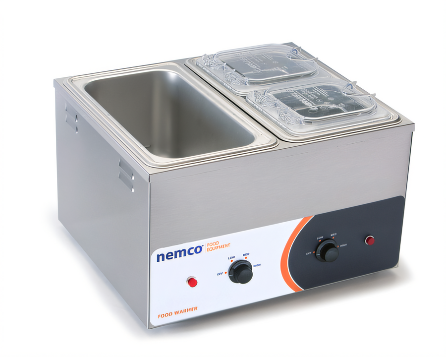 Product image #1 for Nemco Dual-Well Fractional Countertop Wet Food Warmer, Stainless Steel, 120V