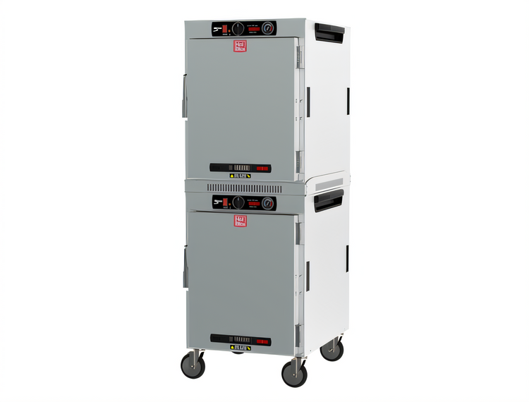 Product image #1 for Metro HotBlox Wide 16-Pan Stacked Dual Cavity Mobile Insulated Holding Cabinet with Solid Doors and Analog Controls