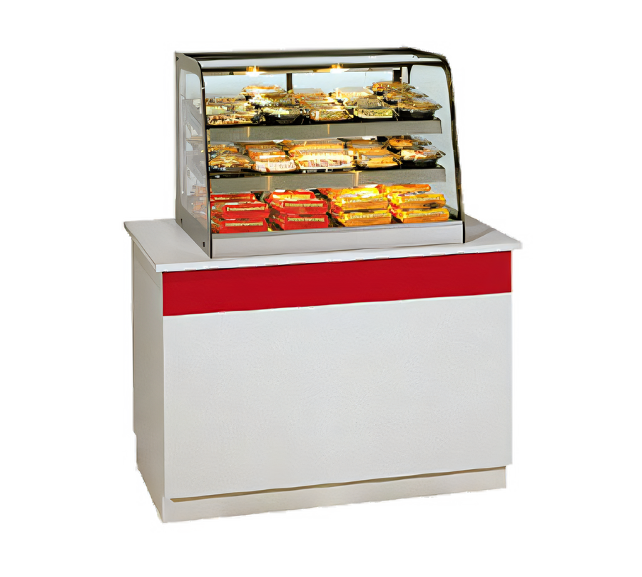 Product image #1 for Federal Industries Countertop Curved-Glass Heated Food Merchandiser, 47-Inch, 2-Tier, Stainless Steel