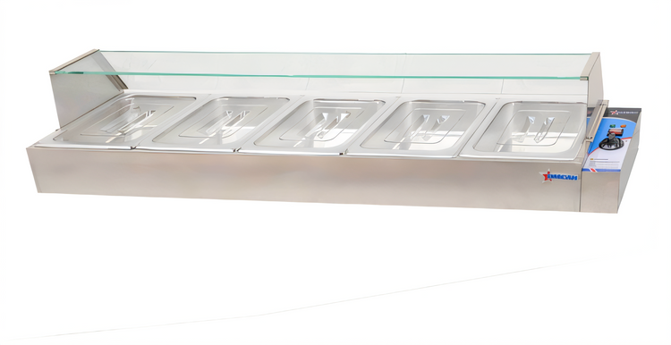 Product image #1 for Countertop Wet Bain Marie Food Warmer, Stainless Steel, 5-Pan Capacity, 110V