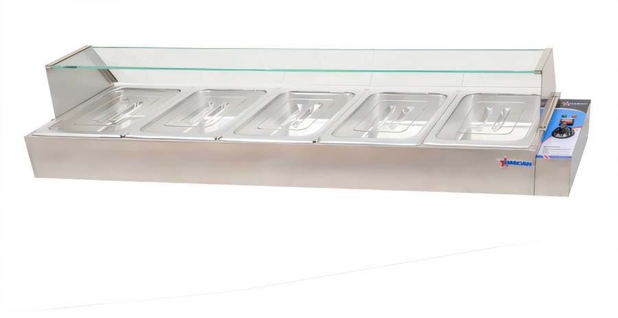 Product image #1 for Countertop Wet Bain Marie Food Warmer, Stainless Steel, 5-Pan Capacity, 110V