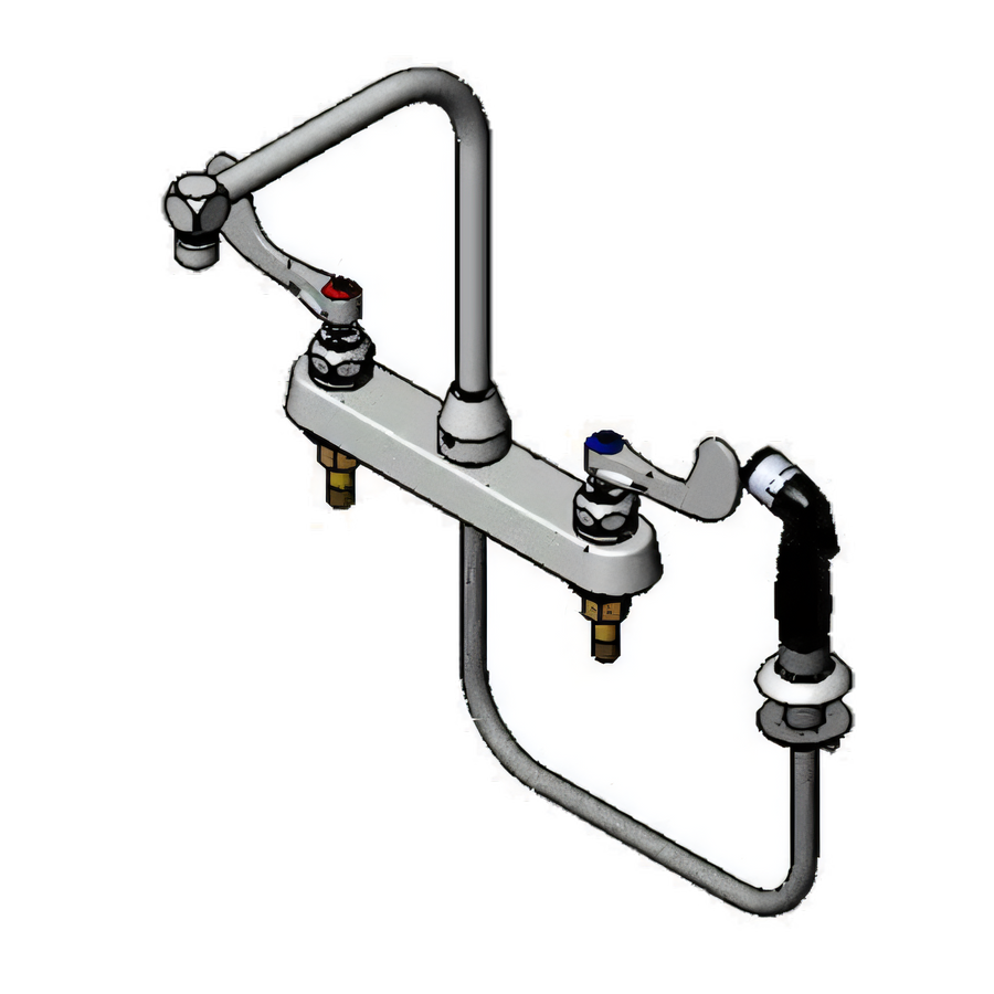 Product image #1 for T&S Brass B-1175 Deck-Mount Workboard Faucet with Side Spray, 8-Inch Centers, High-Rise Swivel Gooseneck Spout