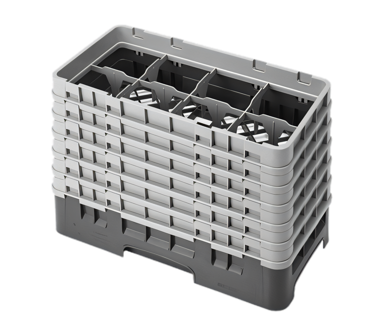 Product image #2 for Cambro Camrack Half-Size 8-Compartment Glass Rack with 6 Soft Gray Extenders, Beige