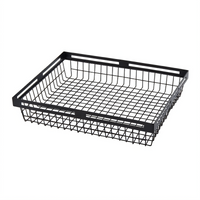 American Metalcraft Nestable Rectangular Metal Serving Basket, 15 x 12 Inch, Black