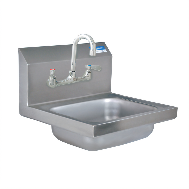 Product image #1 for BK Resources Wall-Mount Hand Wash Sink with Faucet, 14 x 10 x 5-Inch Bowl, 304 Stainless Steel