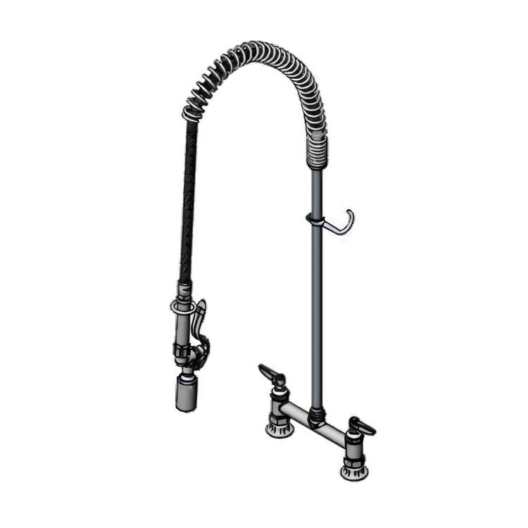 Product image #1 for T&S Brass EasyInstall 8-Inch Deck Mount Pre-Rinse Unit with 44-Inch Hose and 1.07 GPM Spray Valve