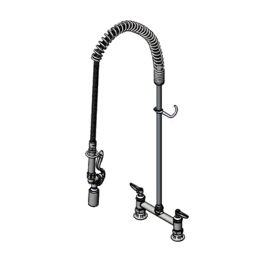 Product image #1 for T&S Brass EasyInstall 8-Inch Deck Mount Pre-Rinse Unit with 44-Inch Hose and 1.07 GPM Spray Valve