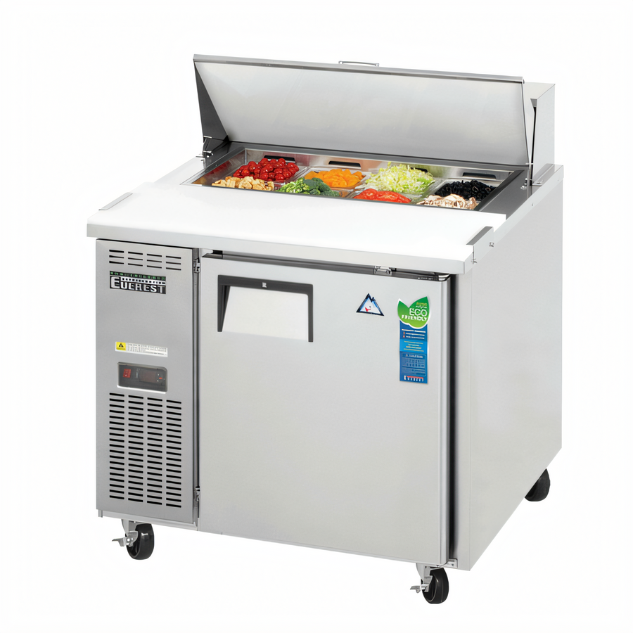 Product image #1 for Everest Refrigeration EPR1-24 Side-Mounted Refrigerated Sandwich Prep Table, 35-5/8" W x 24" D, 6 Cu. Ft., 1 Door