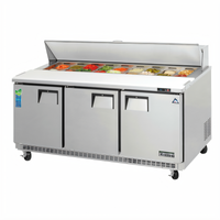 Everest Refrigeration EPBNR3 Three-Section Back-Mounted Sandwich Prep Table with 18 1/6-Size Pan Opening, 71-1/8
